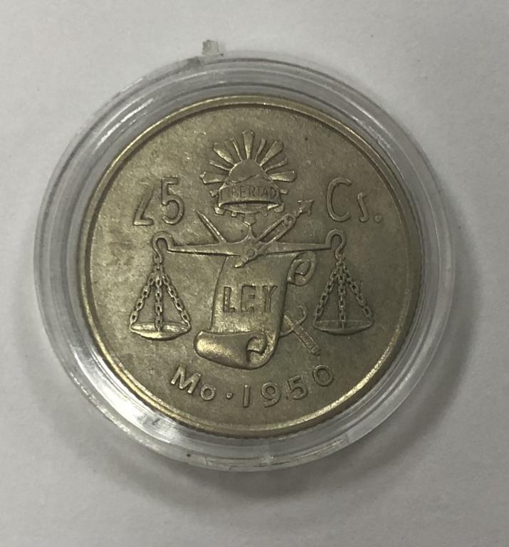 Мексика 25 центов 1950 Весы СЕРЕБРО