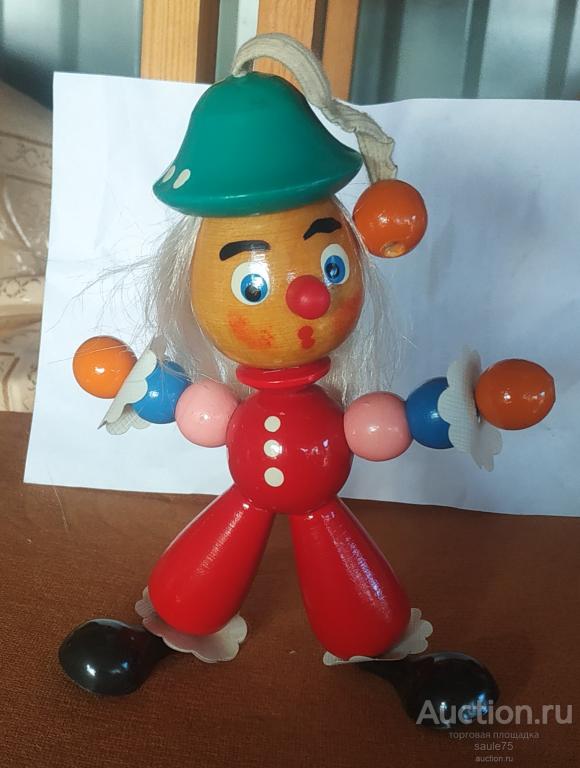 Игрушка КЛОУН деревянный СССР 2