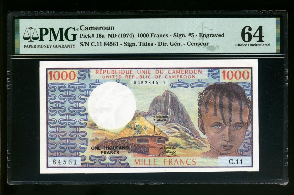 Камерун 1000 франков 1974 UNC