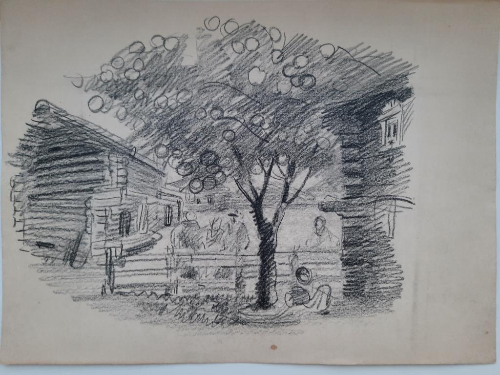 Кузнецов К.В. 1886-1943  Выросла яблонька, кудрявая и красивая. Иллюстрация к сказке