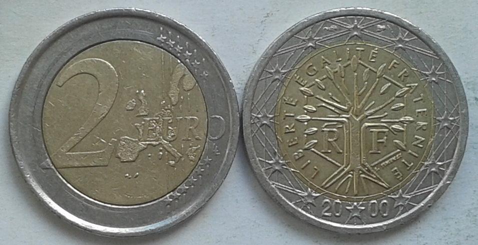 Франция. 2 евро, биметалл, 2000