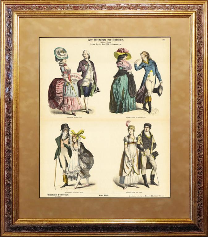 1880-е гг. Гравюра, акварель, Французский и немецкий костюм R1468