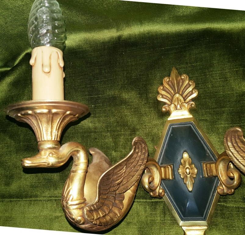 Одинарное бра бронза Ампир Лебедь Франция Редкая модель