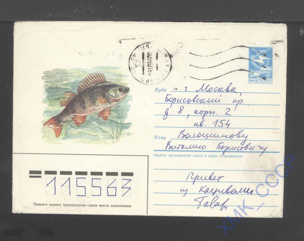 1985 СССР ХМК 554.  Окунь. Фауна  п/п МШ Симеиз МШ Москва