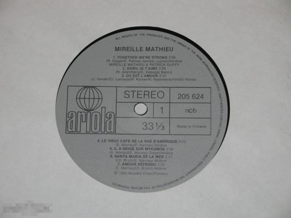 Mireille Mathieu - Mireille Mathieu / LP / Finland / 1983 / VG+ 