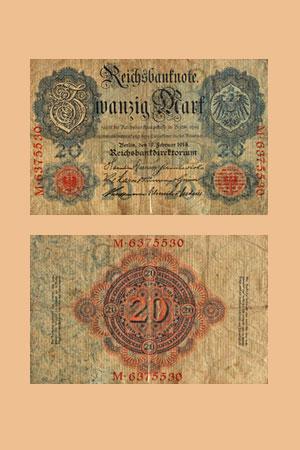 Германия 20 марок, 1914г.