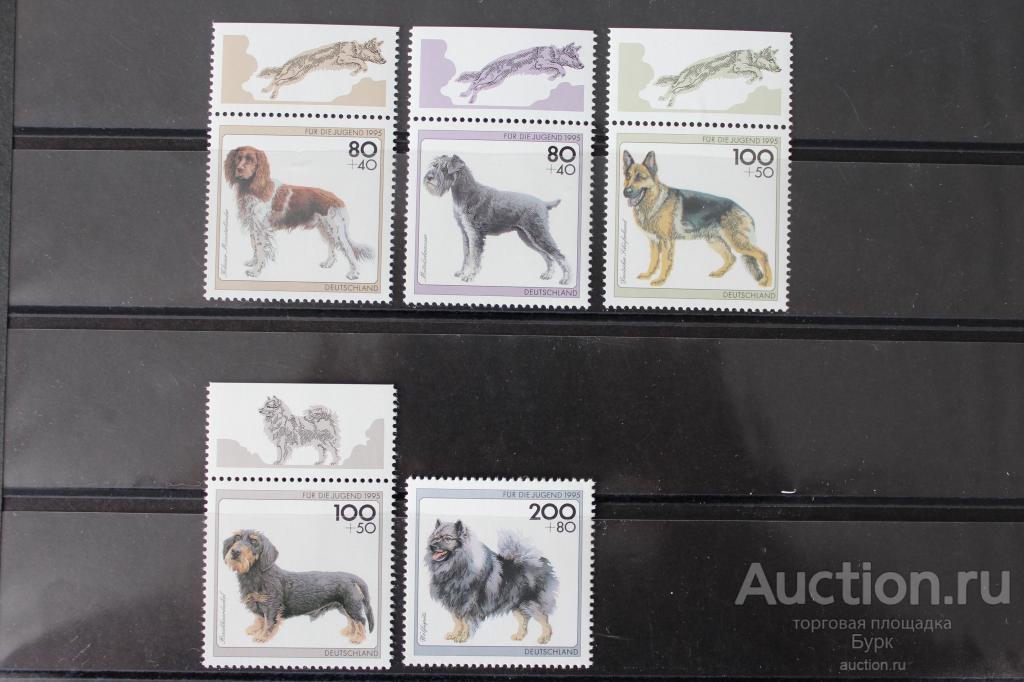 ГЕРМАНИЯ ФРГ 1995 СОБАКИ ФАУНА ПОЛНАЯ СЕРИЯ МАРКИ MNH**