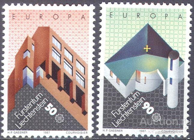 М2756 ✅ Архитектура Европа СЕПТ Europa CEPT 1987 Лихтенштейн 2м п/с ** 2,6МЕ