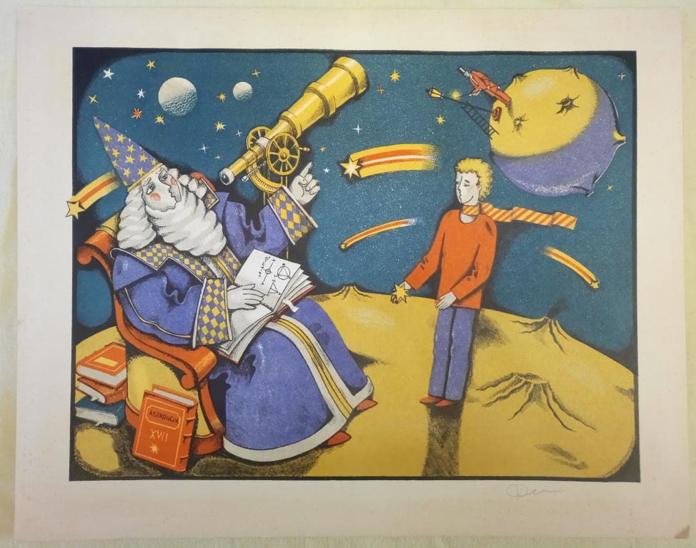 1987 г. Большая автолитография. Эстамп. Художник С. Дебижев "Маленький принц".