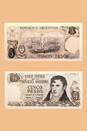 Аргентина 5 песо, 1976г. Новая. Без обращения. UNC