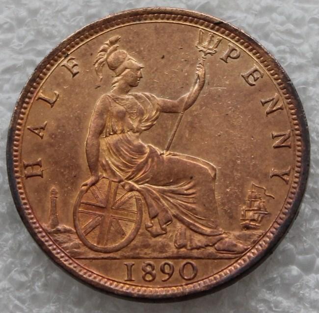 Великобритания 1890г. 1/2 пенни Пол пенни Англия Королева Виктория