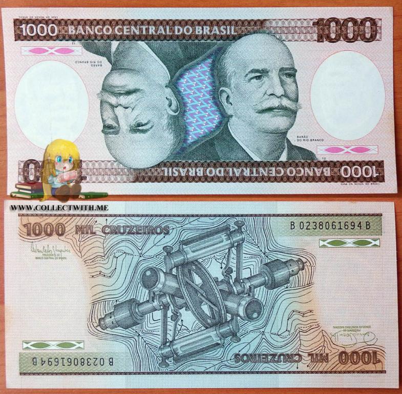 Бразилия 1000 крузейро 1986 aUNC Р-201d