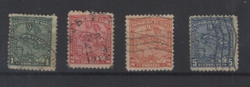 Куба 1914 Карта Mi 27-29, 31
