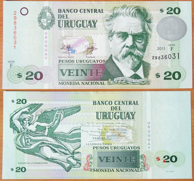 Уругвай 20 песо 2011 aUNC P-86b
