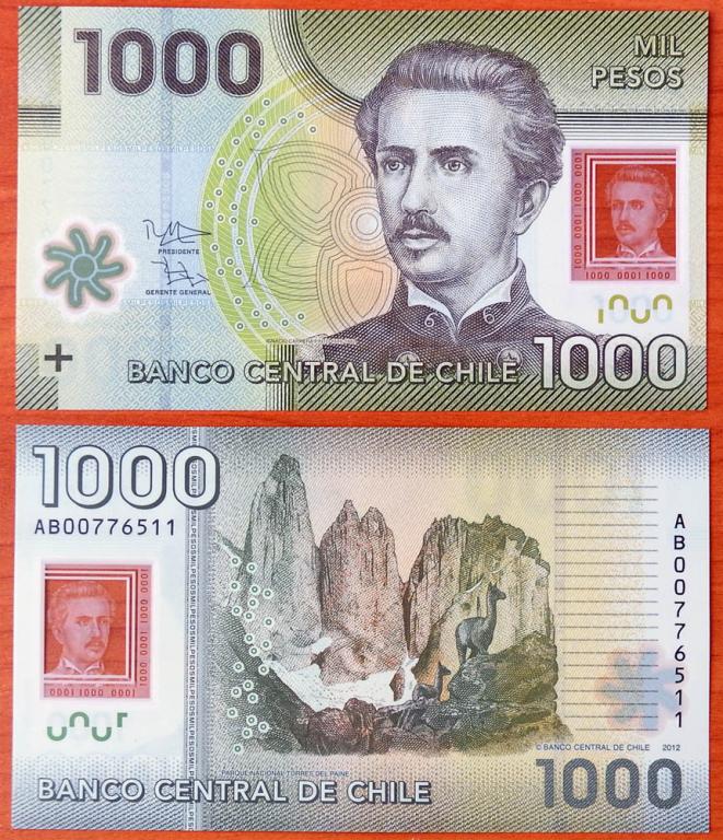 Чили 1000 песо 2012 UNC P-161c