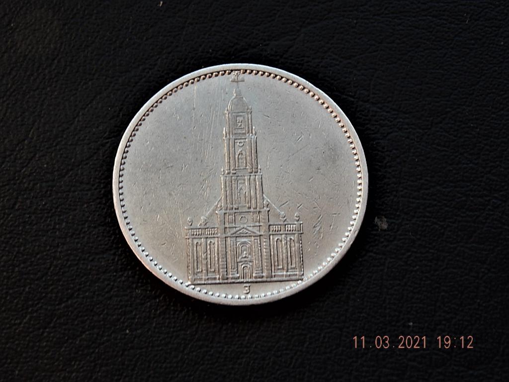 ГЕРМАНИЯ 3 рейх 5 марок 1934- J- КИРХА-Потсдам- серебро