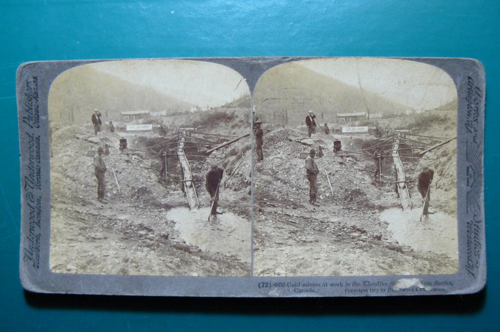Стереофото. Золотоискатели. Клондайк Канада.