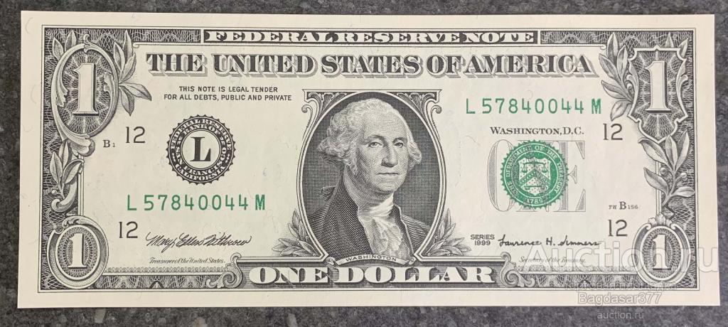 США 1 ДОЛЛАР 1999  12L(КАЛИФОРНИЯ) БЛОК L-M   'UNC!!!' (см.фото)