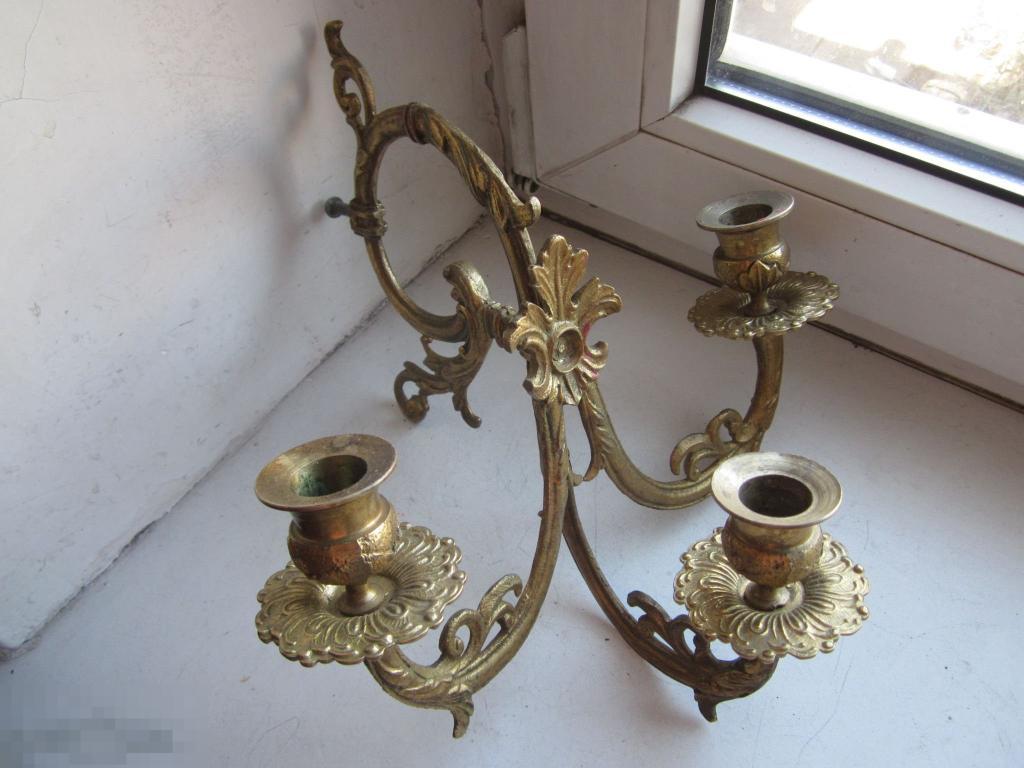 БРА подсвечник Бронза старинная 3х рожковый. 