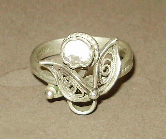 Кольцо  Цветок  Скань  Филигрань   Размер 17 
