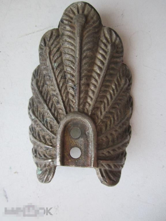 Накладка  старинная Хвост павлина бронза 9х6см 