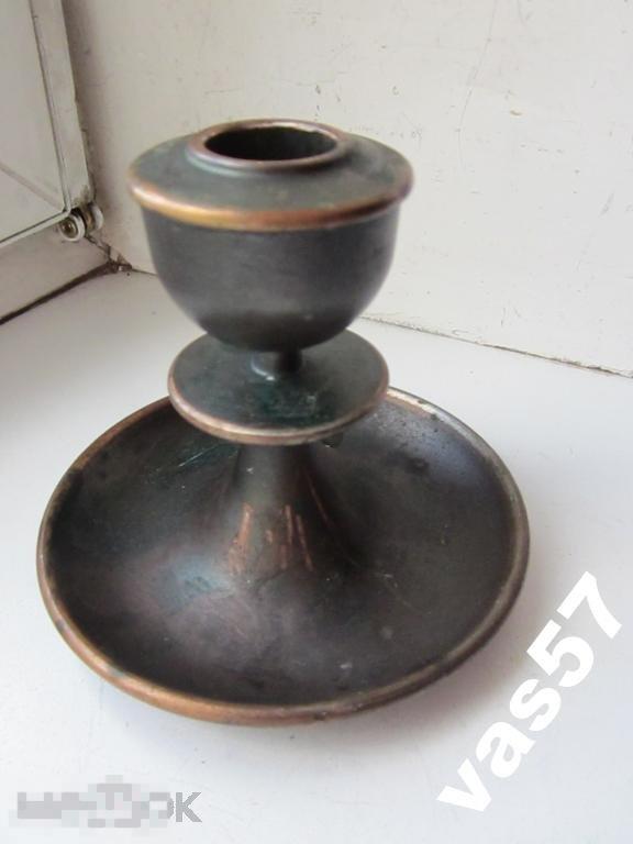 Подсвечник старинный бронзированный шпиатр 10,5см 