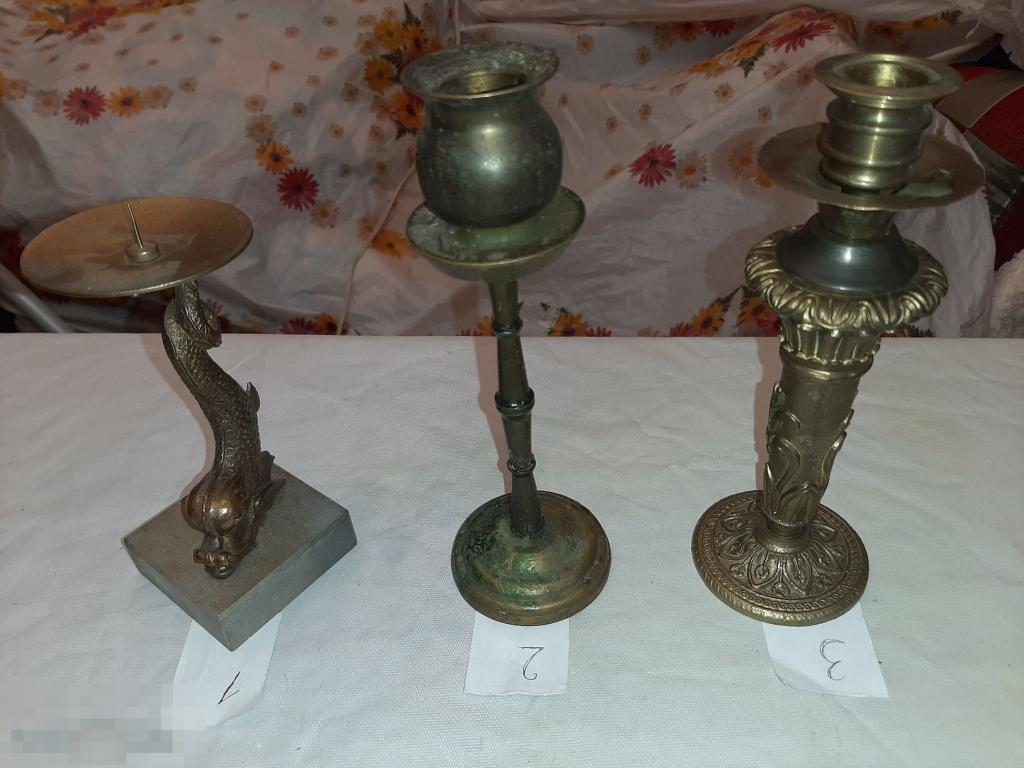 Подсвечник  старинный бронза Рыбка Классика Ампир 