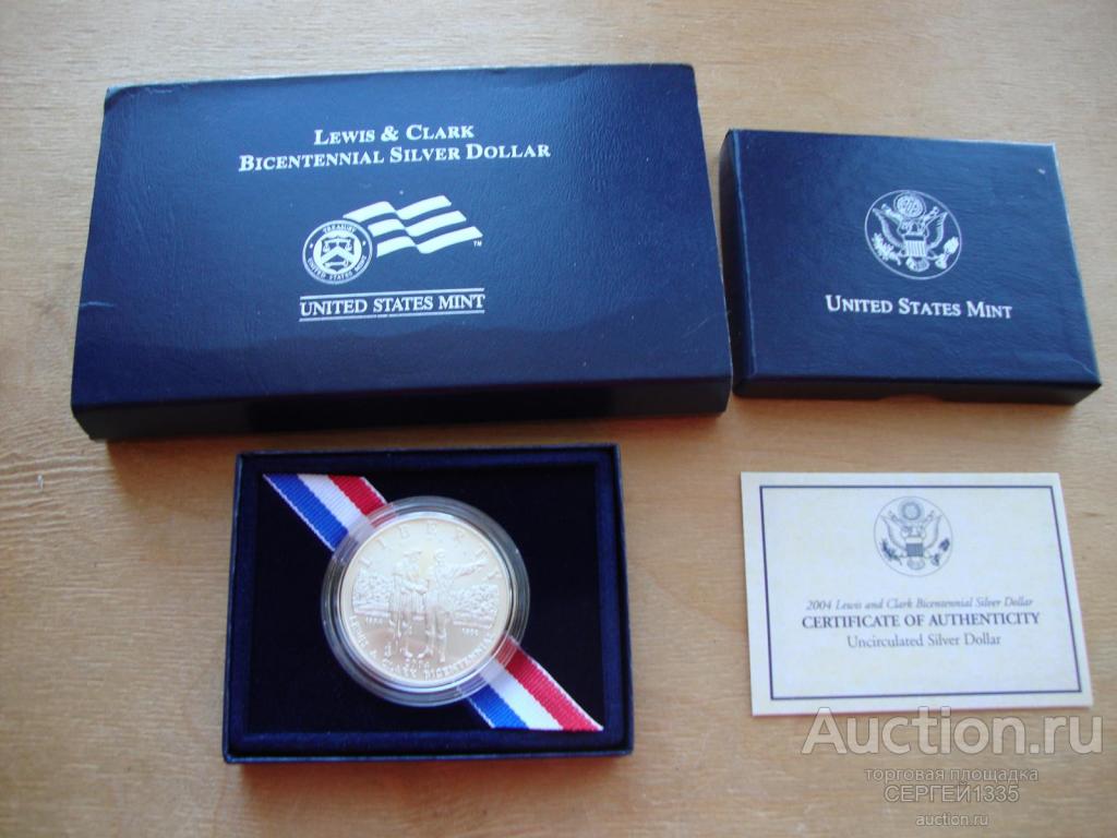 США 1 доллар 2004 200 лет экспедиции Льюиса и Кларка UNC СЕРЕБРО