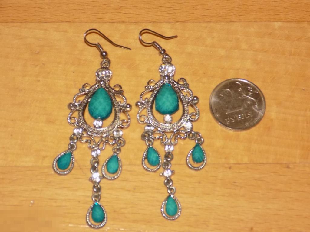 Серьги Металл Стекло  Длина 9 см 