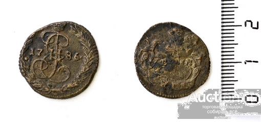 Монета  Екатерины II копейка, 1786 г. е м