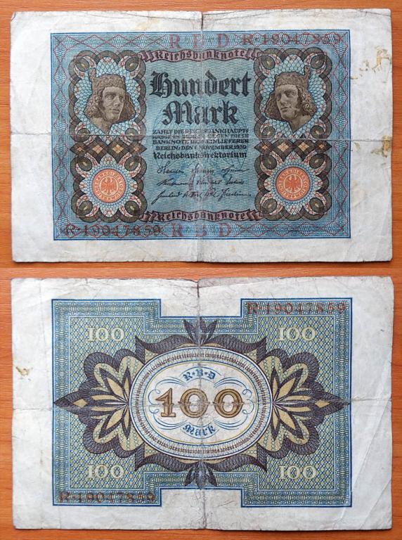 Германия 100 марок 1920 VF P-69b (3)