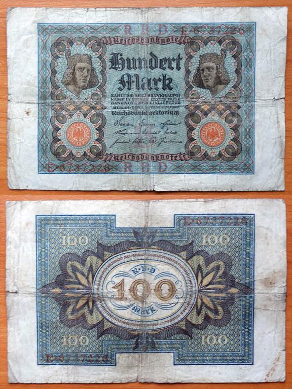 Германия 100 марок 1920 VF P-69a (3)
