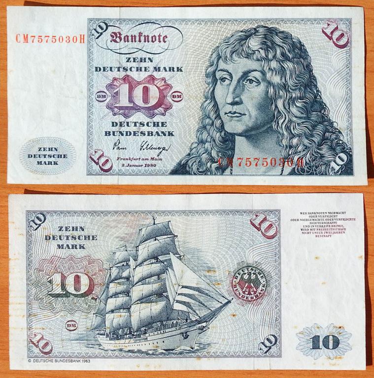 Германия 10 марок 1980 VF P-31d