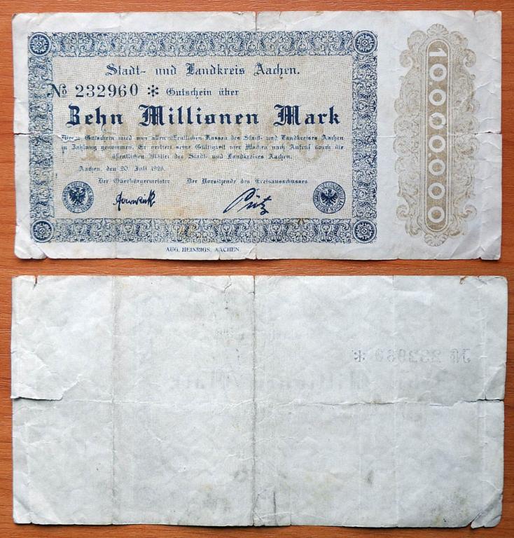 Германия 10000000 марок 1923 Аахен