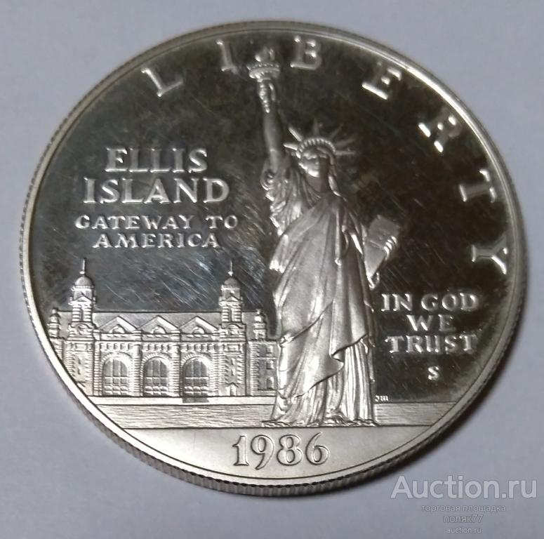1 ДОЛЛАР 1986 США. ПРУФ. СЕРЕБРО . ХОРОШАЯ СОХРАННОСТЬ!