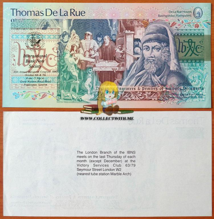 Великобритания Рекламная банкнота Thomas De la Rue UNC IBNS 1990