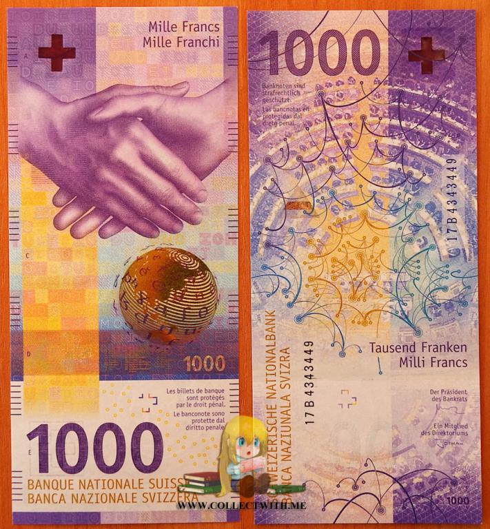 Швейцария 1000 франков 2017 UNC Тип 1