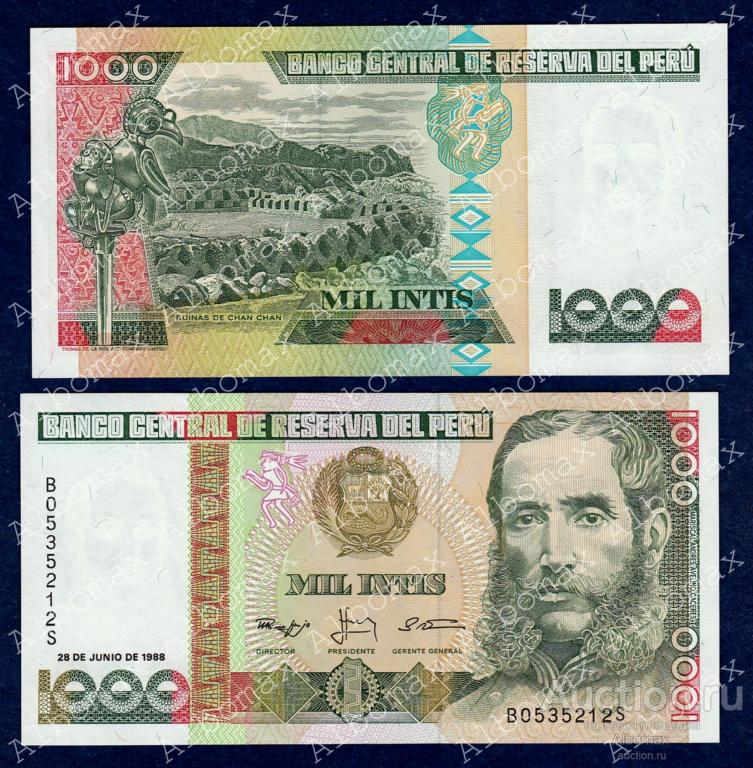 Перу 1000 инти 1988 год ПРЕСС UNC