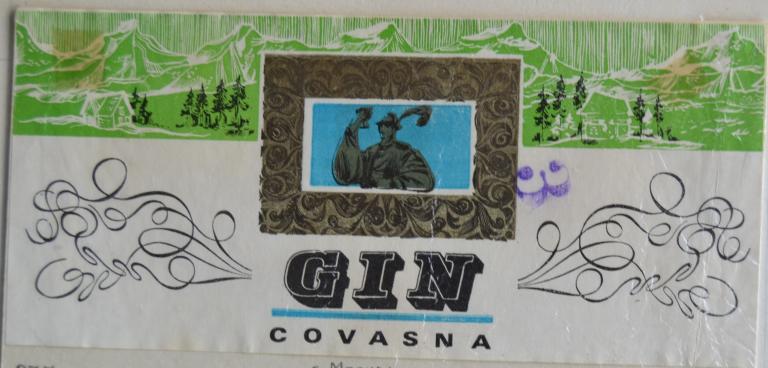 Этикетка ДЖИН -  GIN COVASNA - Румыния  1972 год - 1