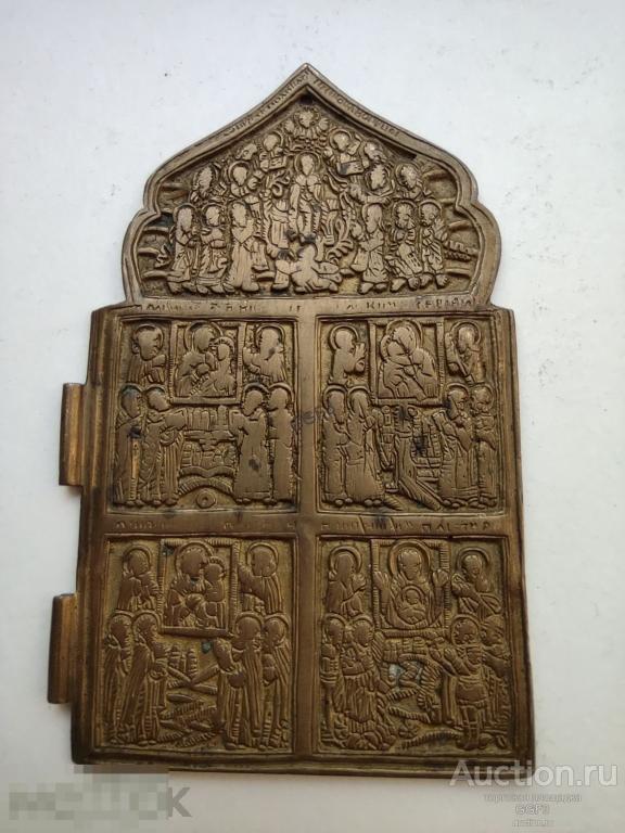 Икона створка складня Праздники. Бронза. Металлопластика. 