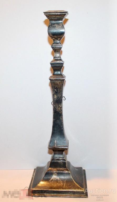 Подсвечник старинный интерьерный предмет антиквариат металл посеребрение.