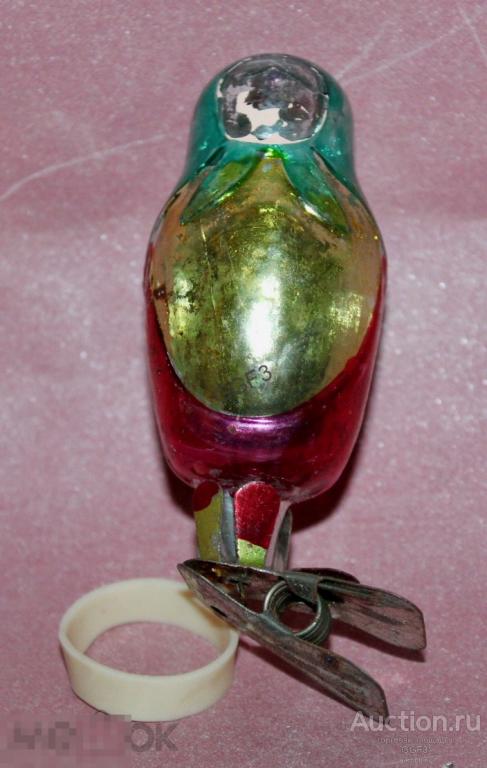 Советская стеклянная Ёлочная игрушка Матрешка СССР. 