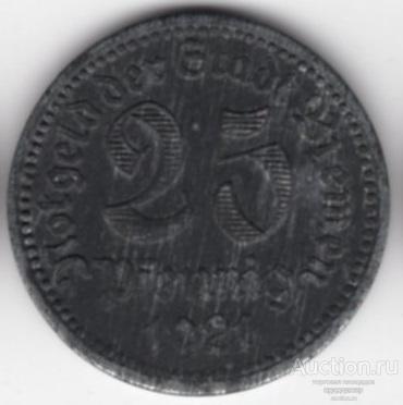 Германия Бремен нотгельд 25 пфеннигов 1921 года. "Роланд 1404" РЕДКИЙ