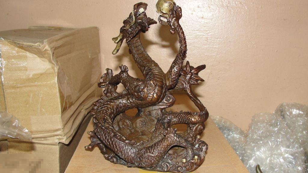 Дракон с жемчужиной. Бронза. Фэн-шуй. Китай.