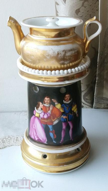 1820-е старинный чайник примус роспись фарфор Франция 19 век