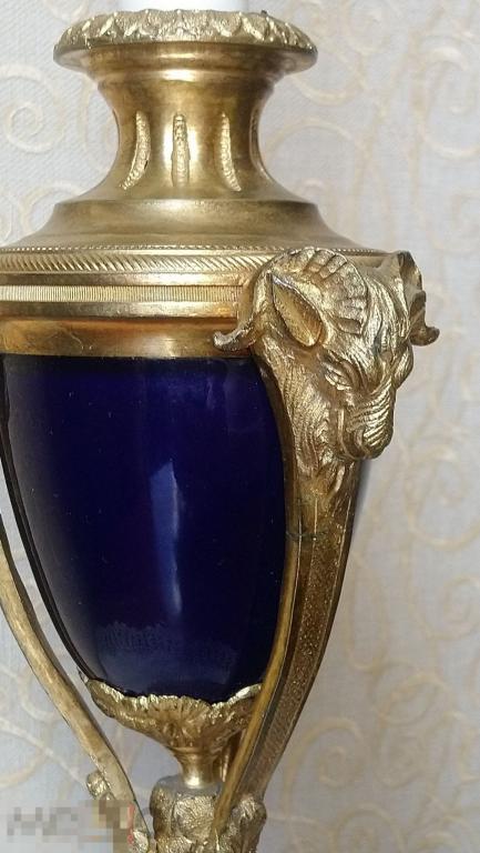 3842 Старинная лампа бараны бронза Франция Австрия золочение 19век