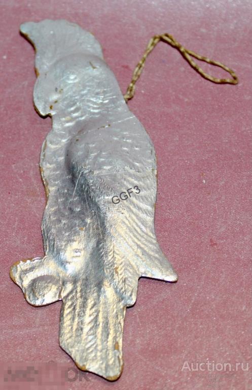 Советская Картонная Ёлочная игрушка картонаж Попугай. Штампованный картон СССР. 