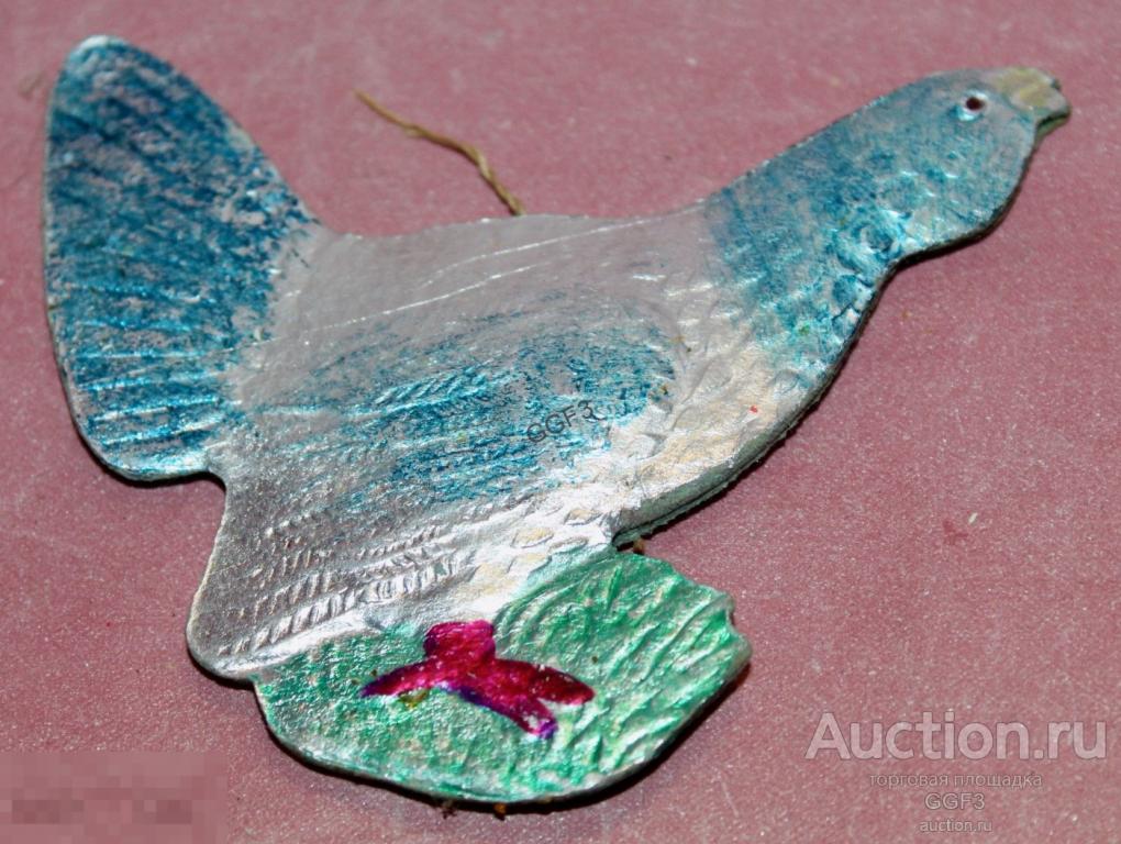 Советская Картонная Ёлочная игрушка картонаж Тетерев. Штампованный картон СССР. 