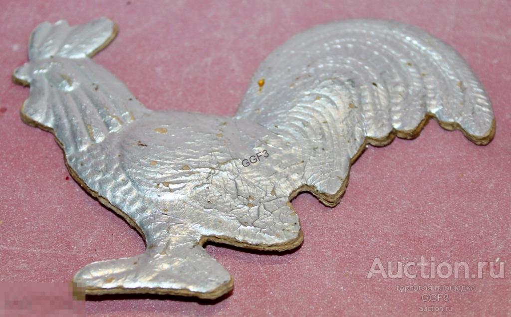 Советская Картонная Ёлочная игрушка картонаж Петух петушок. Штампованный картон СССР. 