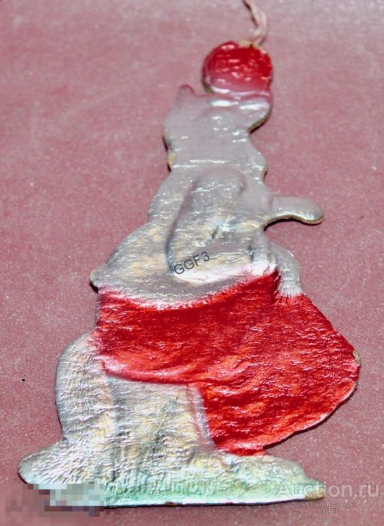 Советская Картонная Ёлочная игрушка картонаж Лиса. Сказка колобок. Штампованный картон СССР. №2. 